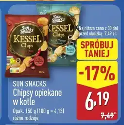 ALDI Chipsy piekane w kotle Sun Snacks różne rodzaje oferta