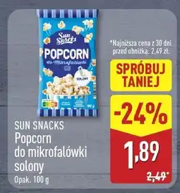 ALDI Popcorn do mikrofalówki solony SUN SNACKS oferta