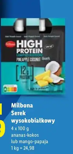Lidl Serek Milbona wysokobiałkowy ananas-kokos oferta