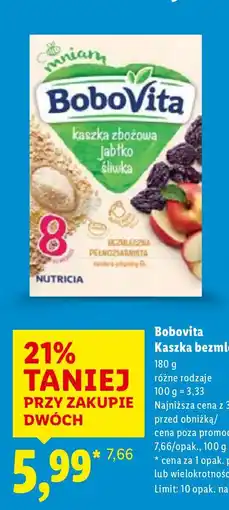 Lidl Kaszka Bobovita Kaszka bezmleczna różne rodzaje oferta