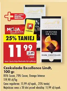 Biedronka Czekolada Excellence Lindt 100g oferta