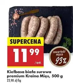 Biedronka Kiełbasa biała surowa premium Kraina Mięs oferta