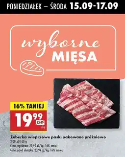Biedronka Żeberka wieprzowe paski pakowane próżniowo Kraina Mięs oferta