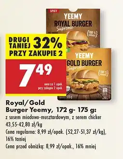 Biedronka Burger Royal/Gold Burger Yeemy z sosem miodowo-musztardowym, z serem chicken oferta