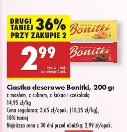 Biedronka Ciastka deserowe Bonitki z masłem, z kremem, z kakao i czekoladą oferta