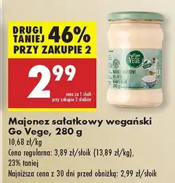Biedronka Majonez sałatkowy wegański Go Vege oferta