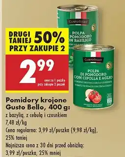 Biedronka Pomidory krojone Gusto Bello z bazylią, z cebulą i czosnkiem oferta