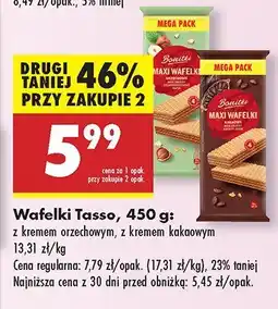 Biedronka Wafelki Tasso z kremem orzechowym, z kremem kakaowym oferta
