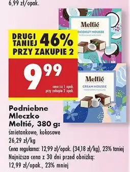 Biedronka Podnibne mleczko Meltte śmietankowe, kokosowe oferta
