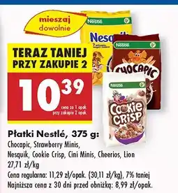 Biedronka Płatki Nestlé Chocapic, Strawberry Minis, Nesquik, Cookie Crisp, Cini Minis, Cheerios, Lion oferta