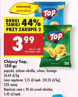 Biedronka Chipsy Top papryka, zielona cebulka, solone, fromage oferta