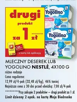 Biedronka Mleczny deserek lub Yogolino Nestle oferta