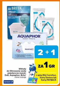 Carrefour Wkłady do filtrowania wody pojedyncze Dafi, Aquaphor, Brita oferta