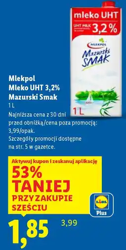 Lidl Mlekpol Mleko UHT 3,2% Mazurski Smak oferta