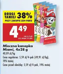Biedronka Mleczna kanapka Miami 4x28 g oferta