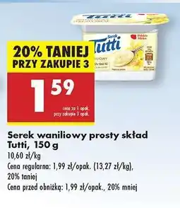 Biedronka Serek waniliowy prosty skład Tutti 150 g oferta