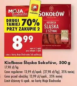 Biedronka Kiełbasa Śląska Sokołów, 500 g oferta