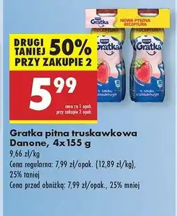 Biedronka Gratka pitna truskawkowa Danone, 4x155 g oferta