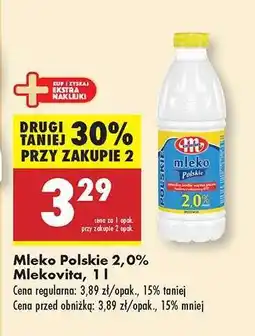 Biedronka Mleko Polskie 2,0% Mlekovita, 1 l oferta