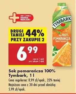 Biedronka Sok pomarańcza 100% Tymbark, 1 l oferta