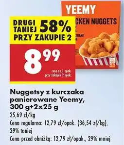 Biedronka Nuggetsy z kurczaka panierowane Yeemy, 300 g+2x25 g oferta
