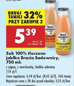 Biedronka Sok 100% tłoczone jabłko Bracia Sadownicy, 750 ml oferta