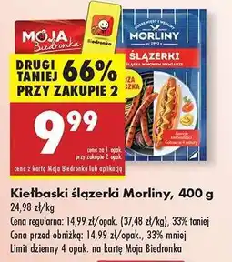 Biedronka Kiełbaski ślązerki Morliny, 400 g oferta