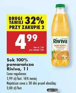 Biedronka Sok 100% pomarańcza Riviva, 1 l oferta