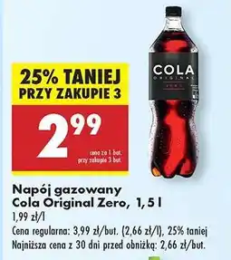 Biedronka Napój gazowany Cola Original Zero, 1,5 l oferta