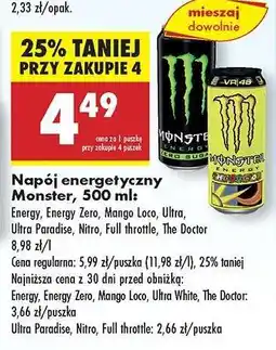 Biedronka Napój energetyczny Monster 500 ml oferta