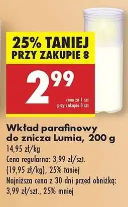 Biedronka Wkład parafinowy do znicza Lumia, 200 g oferta