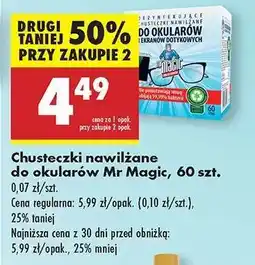 Biedronka Chusteczki nawilżane do okularów Mr Magic 60 szt oferta