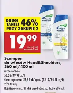 Biedronka Szampon do włosów Head Shoulders 360 ml 400 ml oferta