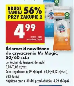 Biedronka Ściereczki nawilżane do czyszczenia Mr Magic , 50/60 szt oferta