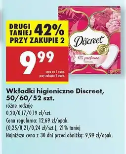 Biedronka Wkładki higieniczne Discreet 50/60/52 szt oferta