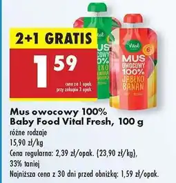 Biedronka Mus owocowy 100 % Baby Food Vital Fresh , 100 g oferta
