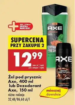 Biedronka Żel pod prysznic Axe, 400 ml lub Dezodorant Axe, 150 ml oferta