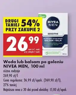 Biedronka Woda lub balsam po goleniu NIVEA MEN , 100 ml oferta