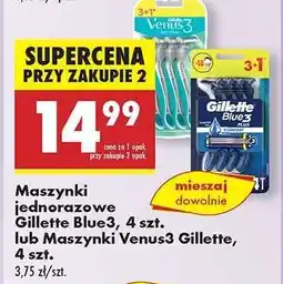 Biedronka Maszynki jednorazowe Gillette Blue3, 4 szt. lub Maszynki Venus3 Gillette, 4 szt oferta
