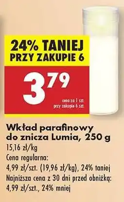 Biedronka Wkład parafinowy do znicza Lumia, 250 g oferta