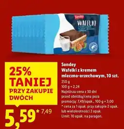 Lidl Wafelki z kremem mlecznym orzechami Sondey oferta