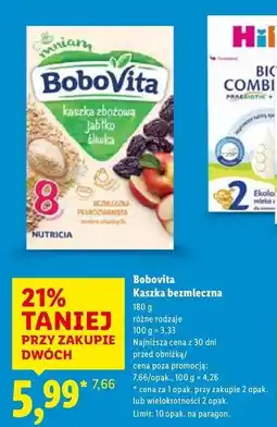 Lidl Kaszka zbożowa jabłko śliwka Bobovita oferta