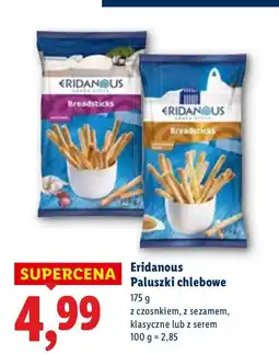 Lidl Paluszki chlebowe Eridanous z czosnkiem, z sezamem, z serem, klasyczne oferta