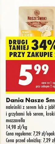 Biedronka Danie gotowe: pierogi z serem lub z kapustą i grzybami Nasze Smaki oferta