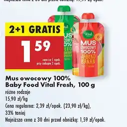 Biedronka Mus owocowy Baby Food Vital Fresh 2+1 GRATIS oferta