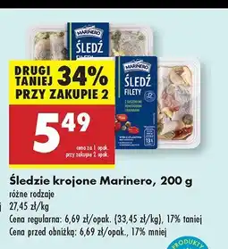Biedronka Śledzie krojone, różne rodzaje Marinero oferta