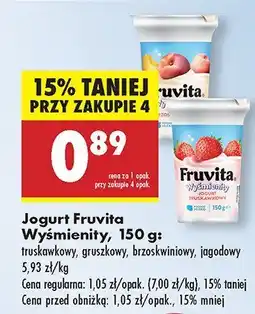 Biedronka Jogurt Fruvita Wyśmienity truskawkowy, różne smaki oferta