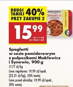 Biedronka Spaghetti w sosie pomidorowym z pulpecikami Makłowicz i Synowie oferta