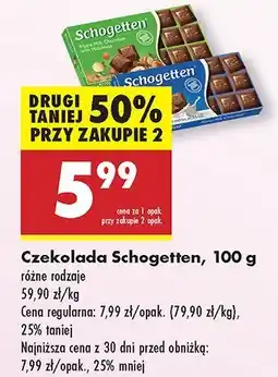 Biedronka Czekolada Schogetten, różne rodzaje oferta
