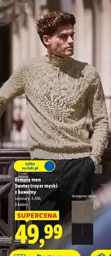 Lidl Sweter męski z bawełny m-2xl Esmara oferta
